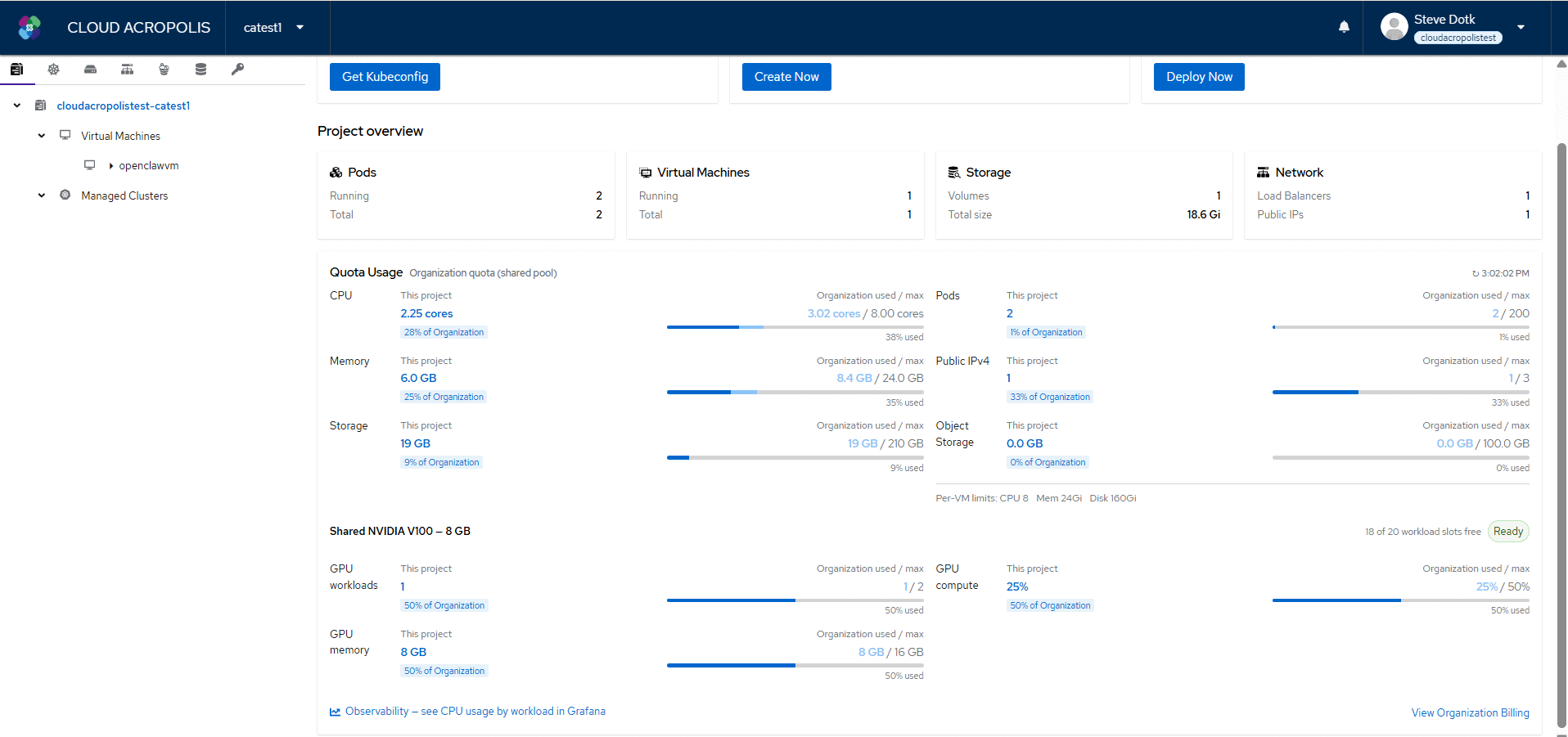 Kube-DC platform screenshot 1