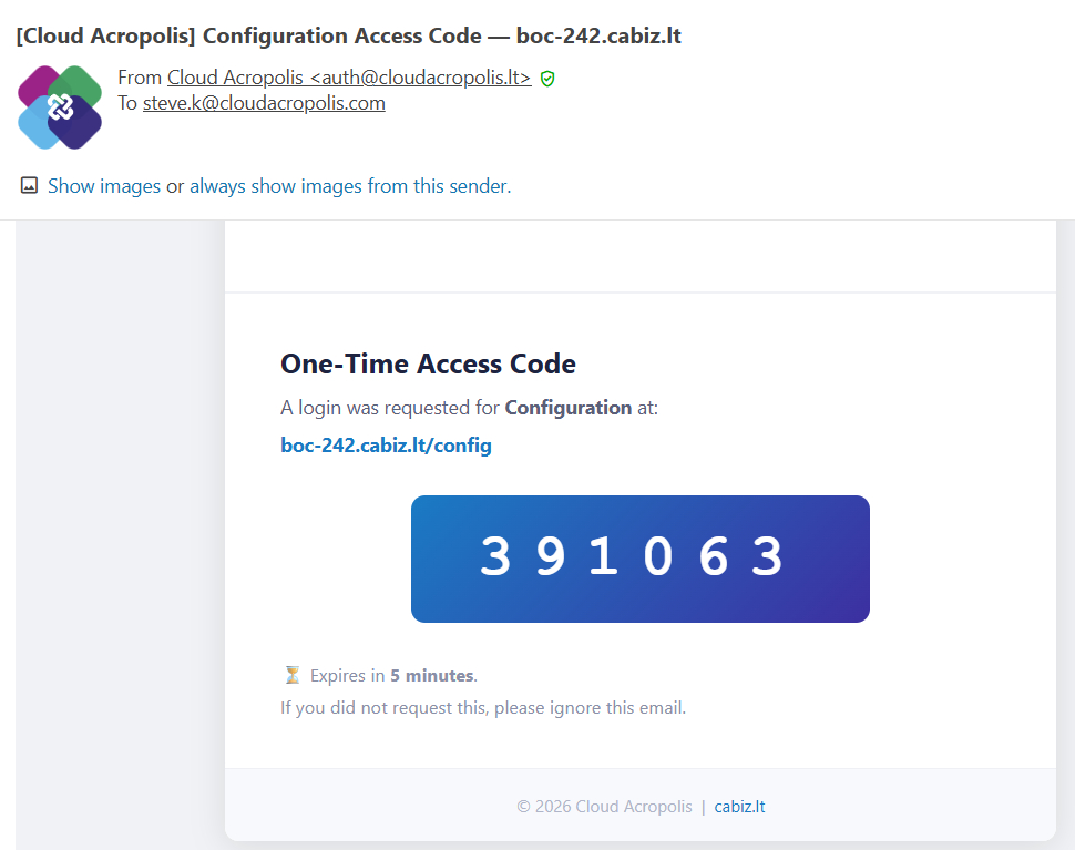Configuration dashboard screenshot 1