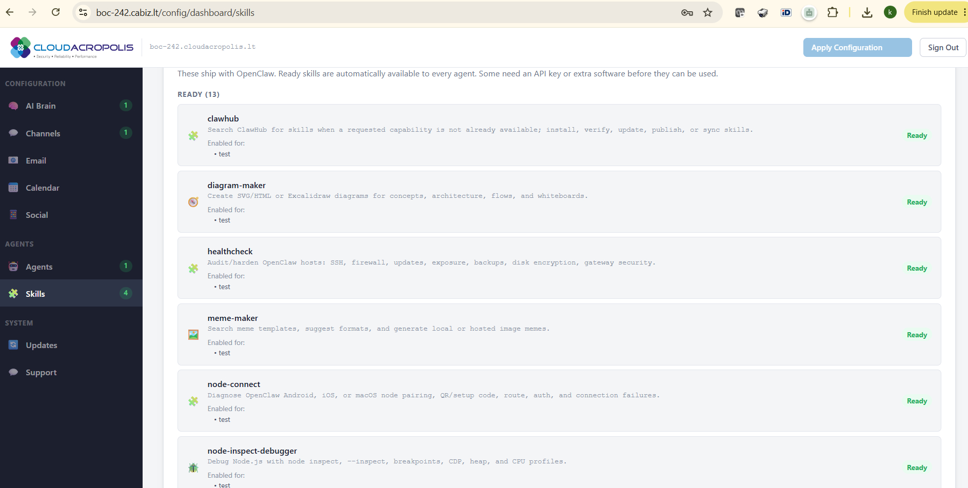 Configuration dashboard screenshot 11