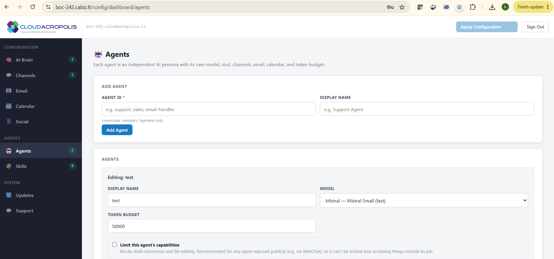 Configuration dashboard screenshot 7