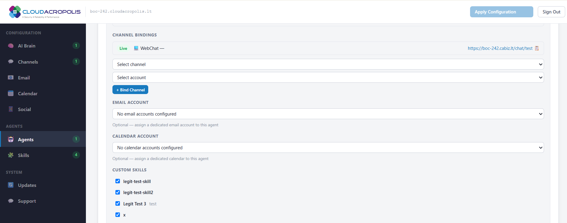 Configuration dashboard screenshot 8